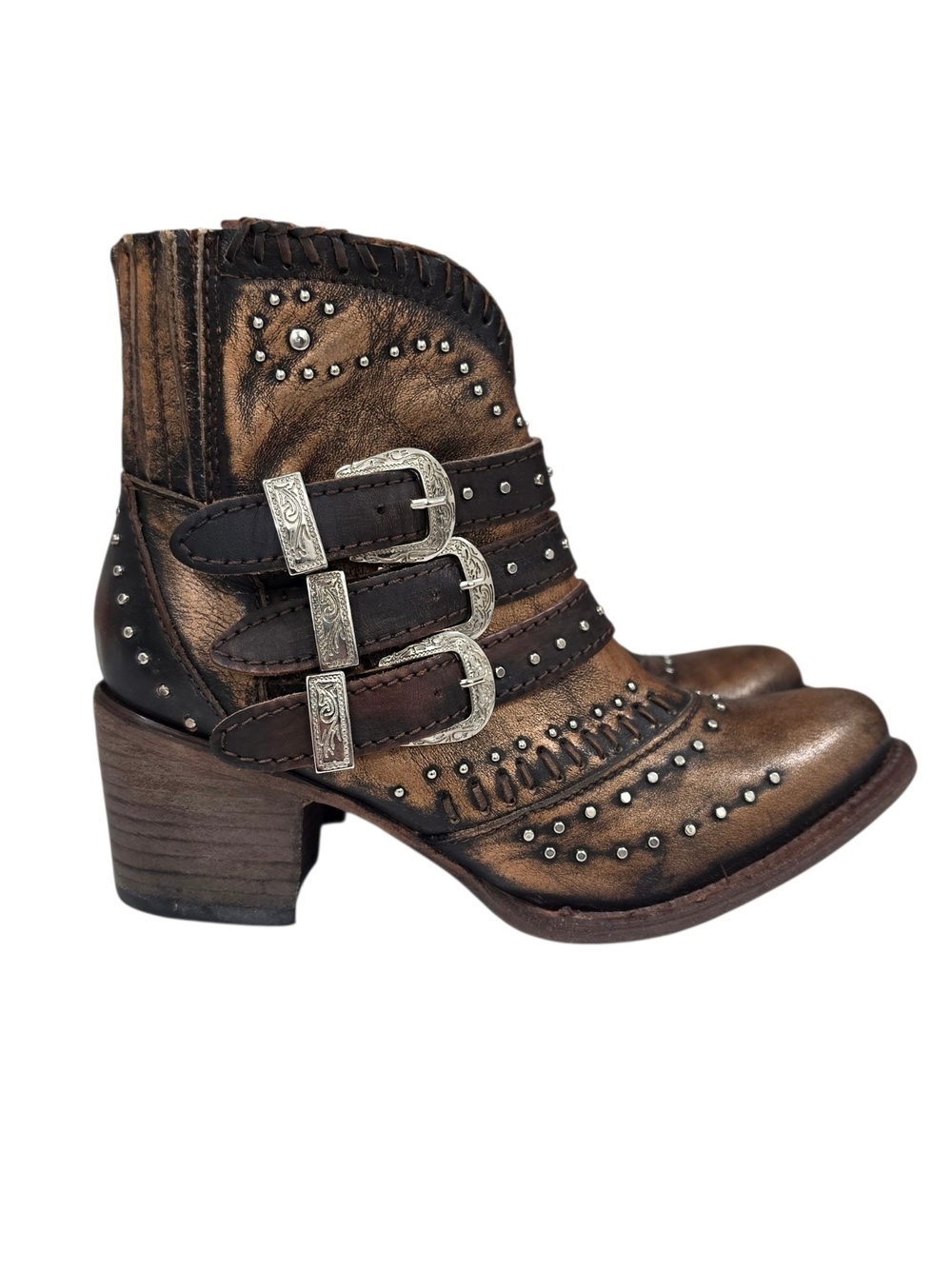FREEBIRD SAVANNA LEATHER STUDDED COPPER METALLIC BOOT